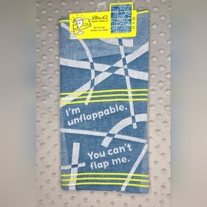 NWT Blue Q Blue and White Dish Towel with Yellow Accents